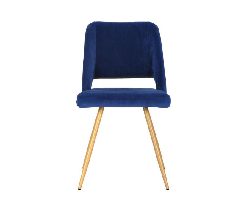 Modern Furniture Fabric Dining Chair Restaurant Stainless Steel Legs Blue Velvet Leisure Chair