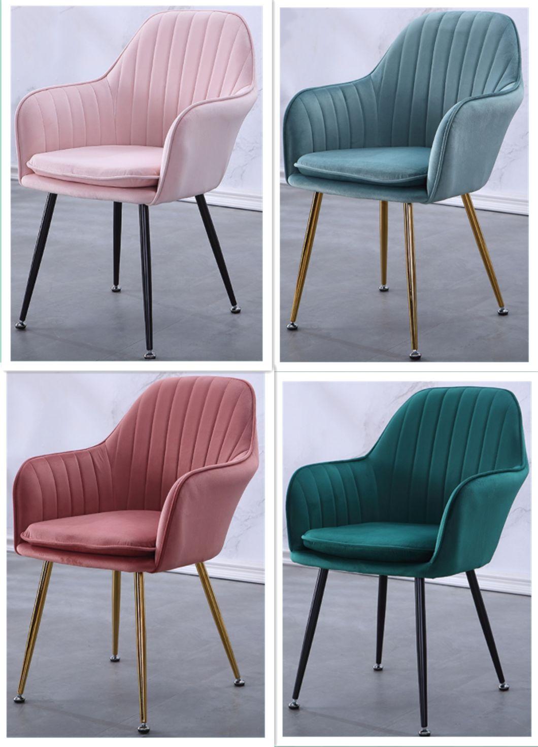 Factory Direct Sales Nordic Light Luxury Nail Dining Chair Modern Desk Chair Simple Home Backrest Stool Velvet Upholster Chair