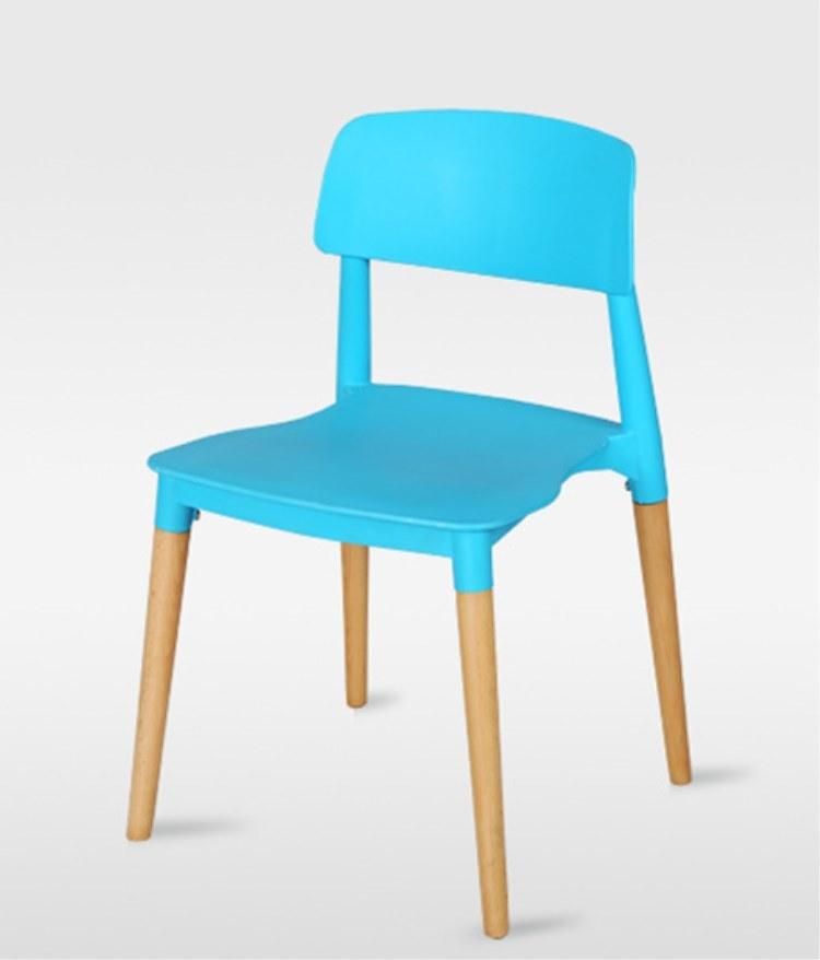 Popular Customized Nordic Rustic Stacking Plastic Seat Solid Beech Wood Dining Chair