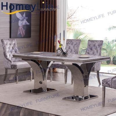 High Gloosy Silver Chrome Velvet PU Cushion Dining Chair