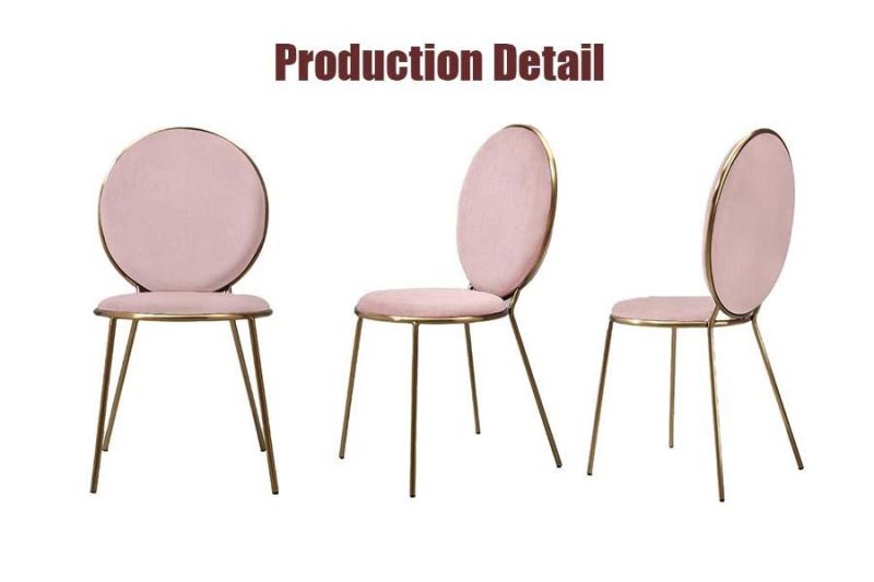 Modern Home Outdoor Furniture Fabric Velvet Dining Chair Gold Plated Steel Tube Leg Banquet Dining Chair