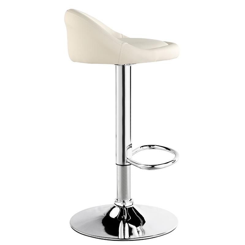 Modern Adjustable Swivel Bar Stool with Electroplated Base Soft Fabric Seat Chair Factory Stocks Tianjin Port Ship