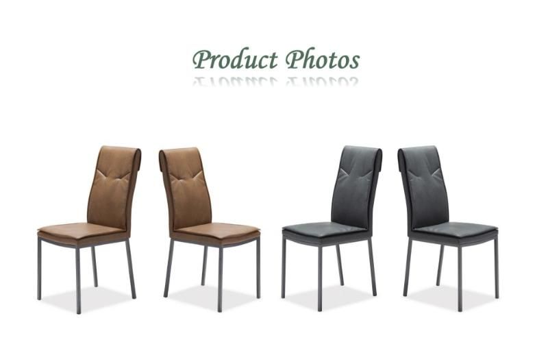 Leisure Furniture Modern Simple Furniture Metal Legs PU Leather Dining Chair for Home