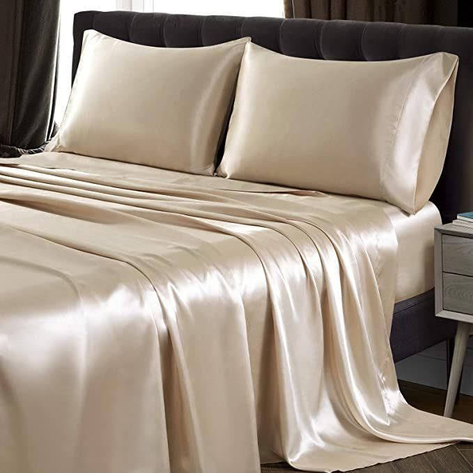 Deep Pocket Fitted Sheet Satin Sheets King Size Bed Set Satin Sheet Set