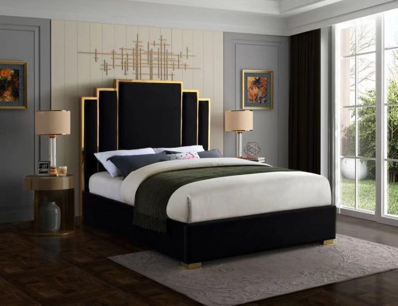 Upholstered Bed with Fabric for Bedroom Furniture B2110