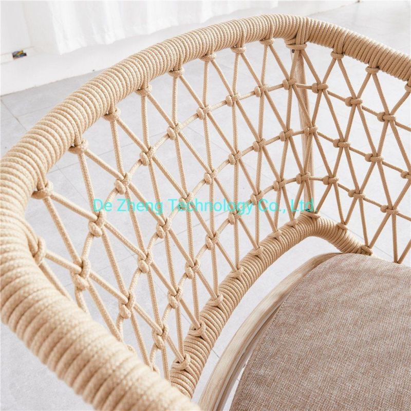 Indoor and Outdoor Modern Furniture Design Leisure Rope Arm Aluminum Cafe Furniture House Aluminum Rope Restaurant Furniture