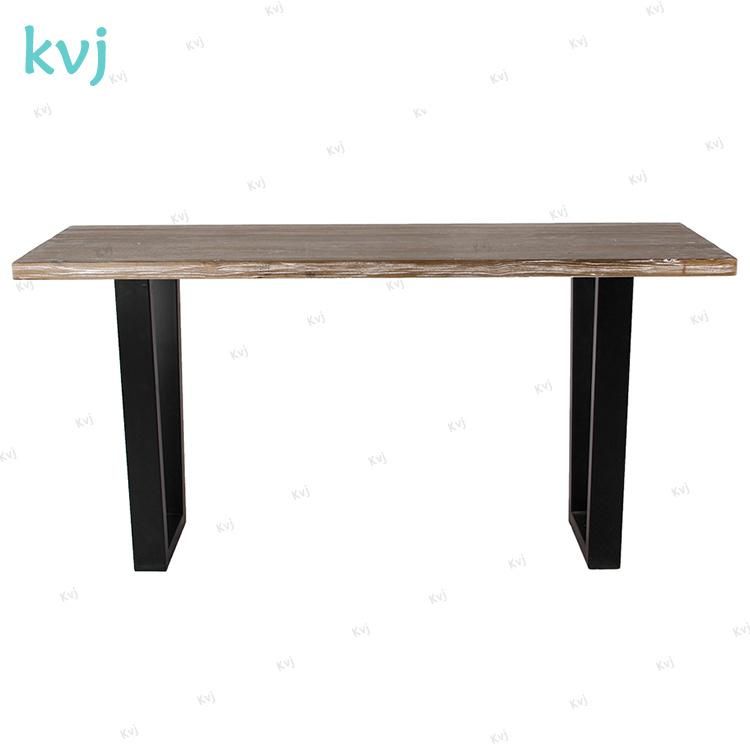 Kvj-T1 Metal Antique Old Wood Long Reclaimed Elm Dining Table