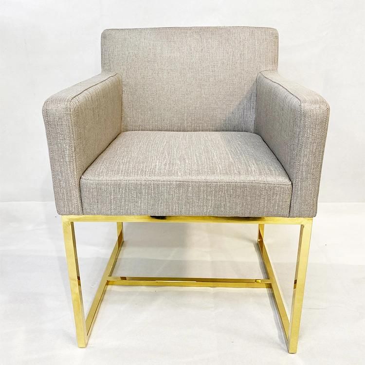 Modern Living Room Chairs with Armrest Gold Stainless Steel Legs Fabric Top Chair for Hotel