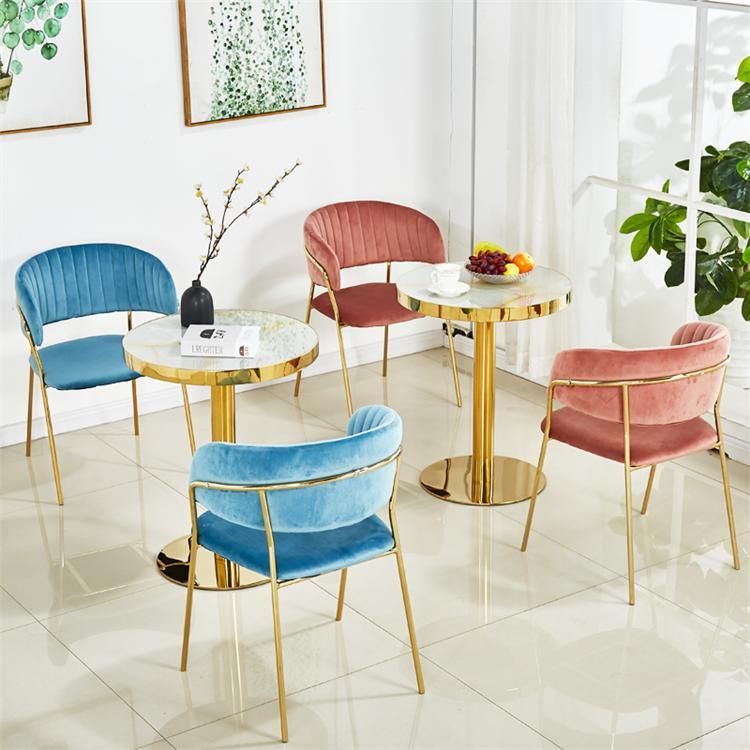 New Design Furniture Comfortable Dining Room Chairs Velvet Dining Chairs with Golden Chrome Legs