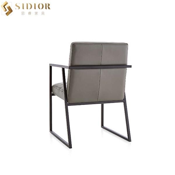 Modern Grey Metal Legs PU Leather Upholstery Restaurant Chair Customized