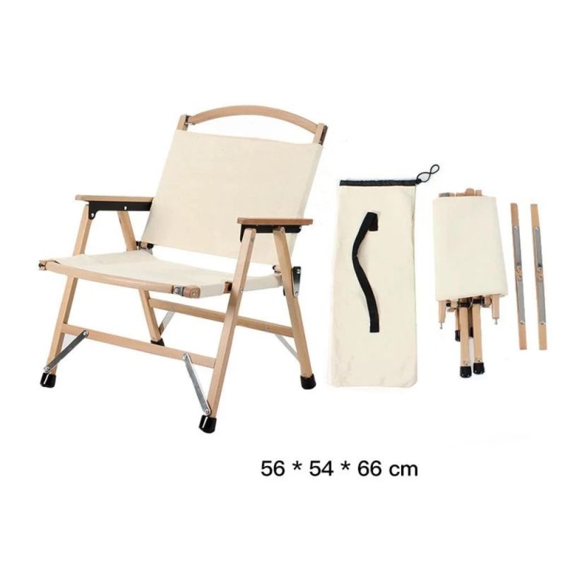 Portable Wood Grain Aluminum Customized Beech Foldable Armrest Wood Chair Folding Outdoor Campground Lightweight Director Chair Wyz19651