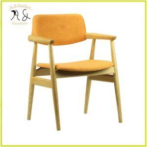 Chair Wooden Modern Living Room Armchair Fabric Upholstered Dining Chair