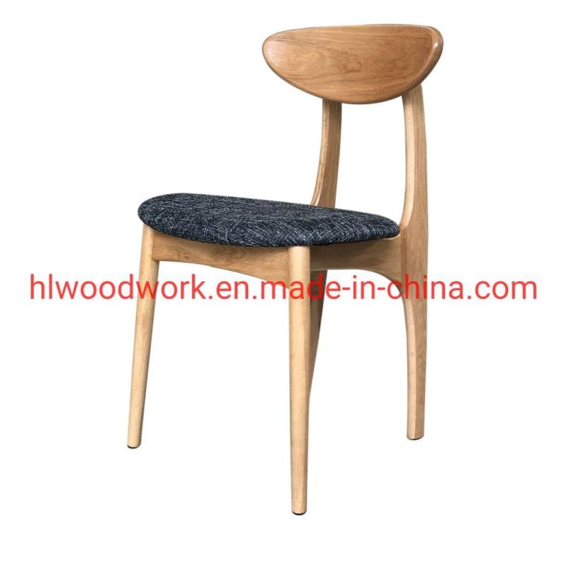 Dining Chair Oak Wood Frame Natural Color Fabric Cushion Brown Color B Style Wooden Chair Furniture Resteraunt Chair