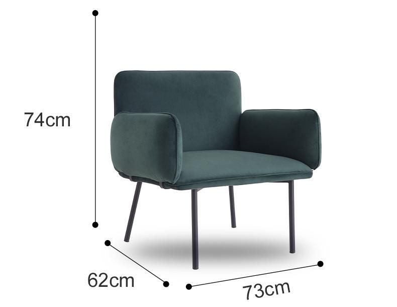 Hot Sale Home Furniture Sofa Metal Leg Chair Comfortable Fabric Dining Chair Wholesale Armrest Dining Chair