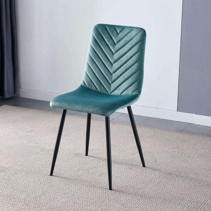 2022 Promotion Big Loading Ability Velvet Small Dining Chair with Black Paint K/D Legs