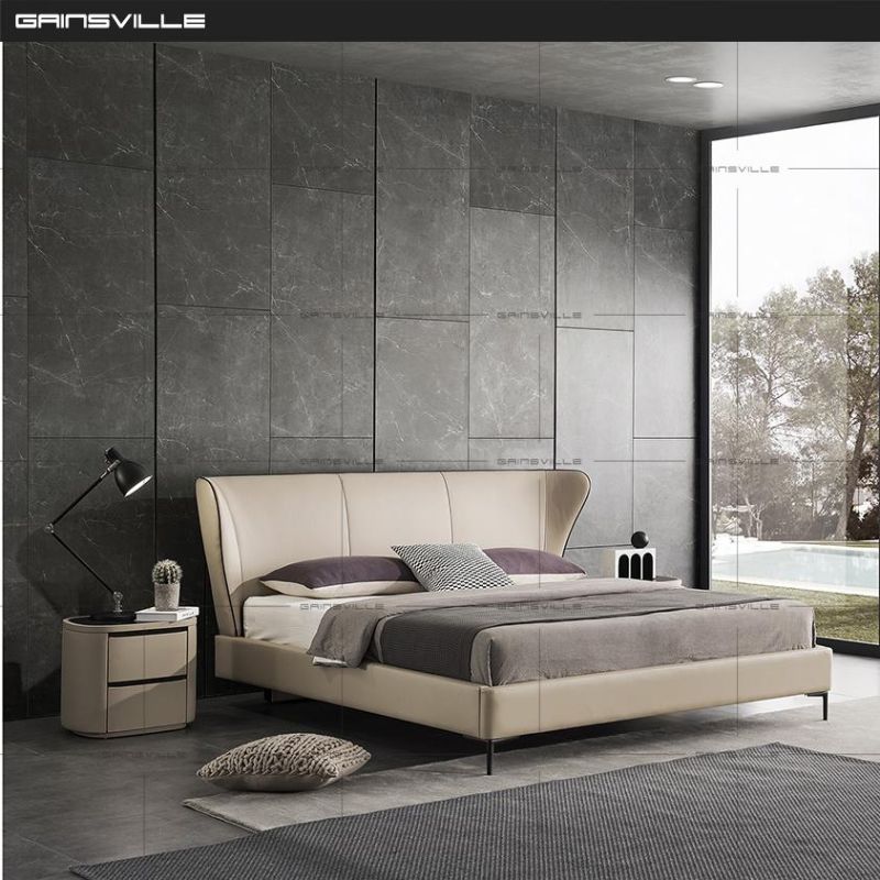 Luxury Modern Bedroom Furniture with King Size Double Leather Bed Frame Gc2002