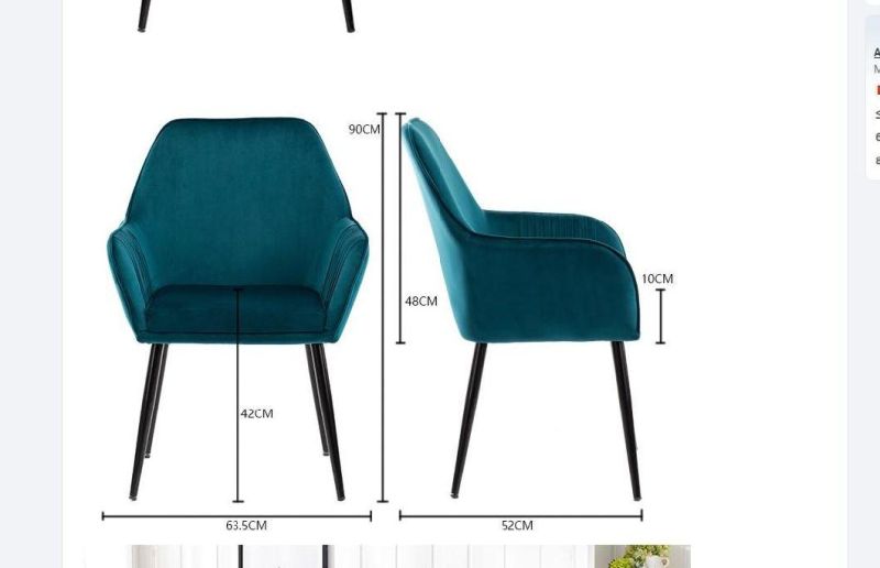 Colors Optional Comfortable Upholstered Velvet Fabric Leisure Dining Chair