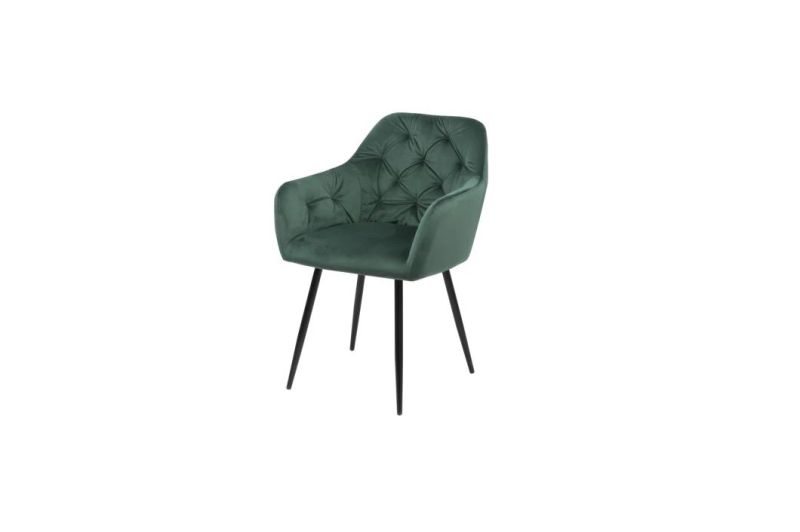 Modern Style Colorful Fabrics with Metal Leg High Back Quality Restaurant Velvet Dining Chair