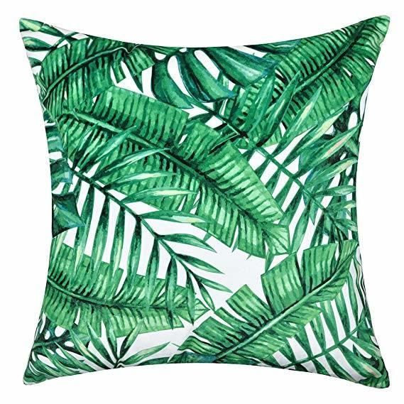 Tropical Plant Leaf Printing Pillow Sofa Cushion with Super Soft Velvet Fabric 100% Polyester