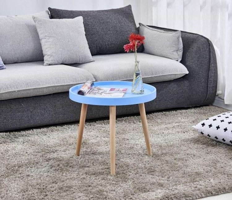 Minimalist Living Room Side Corner Table Wooden Legs Plastic Top Coffee Nest Table for Home