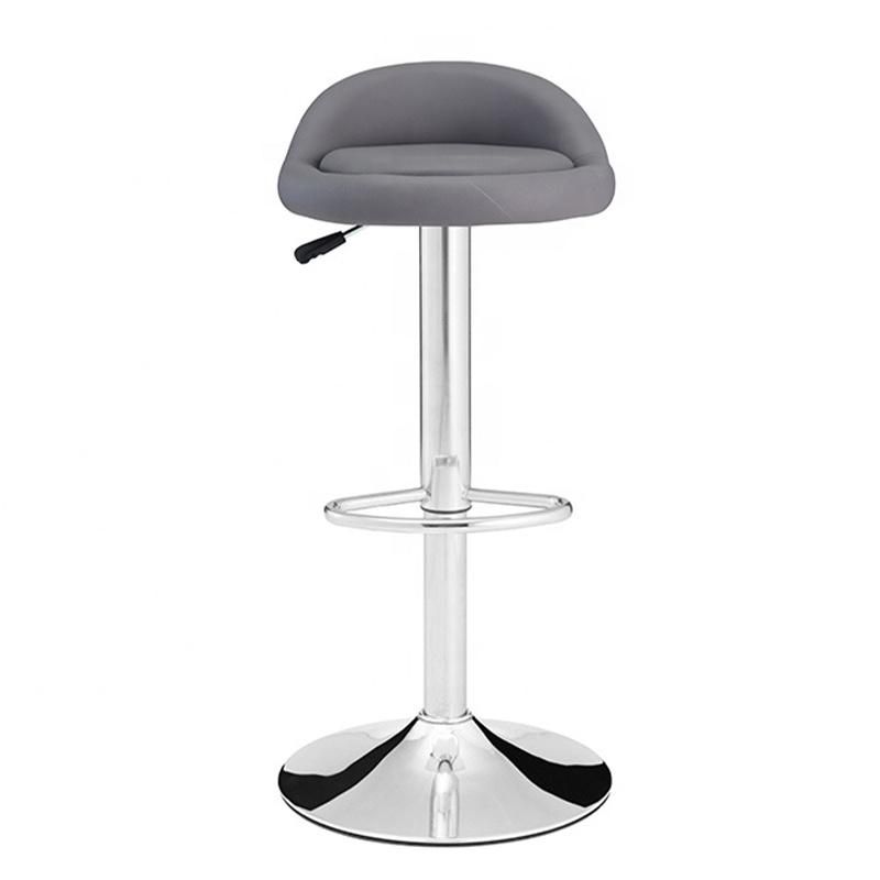 Modern Adjustable Swivel Bar Stool with Electroplated Base Soft Fabric Seat Chair Factory Stocks Tianjin Port Ship