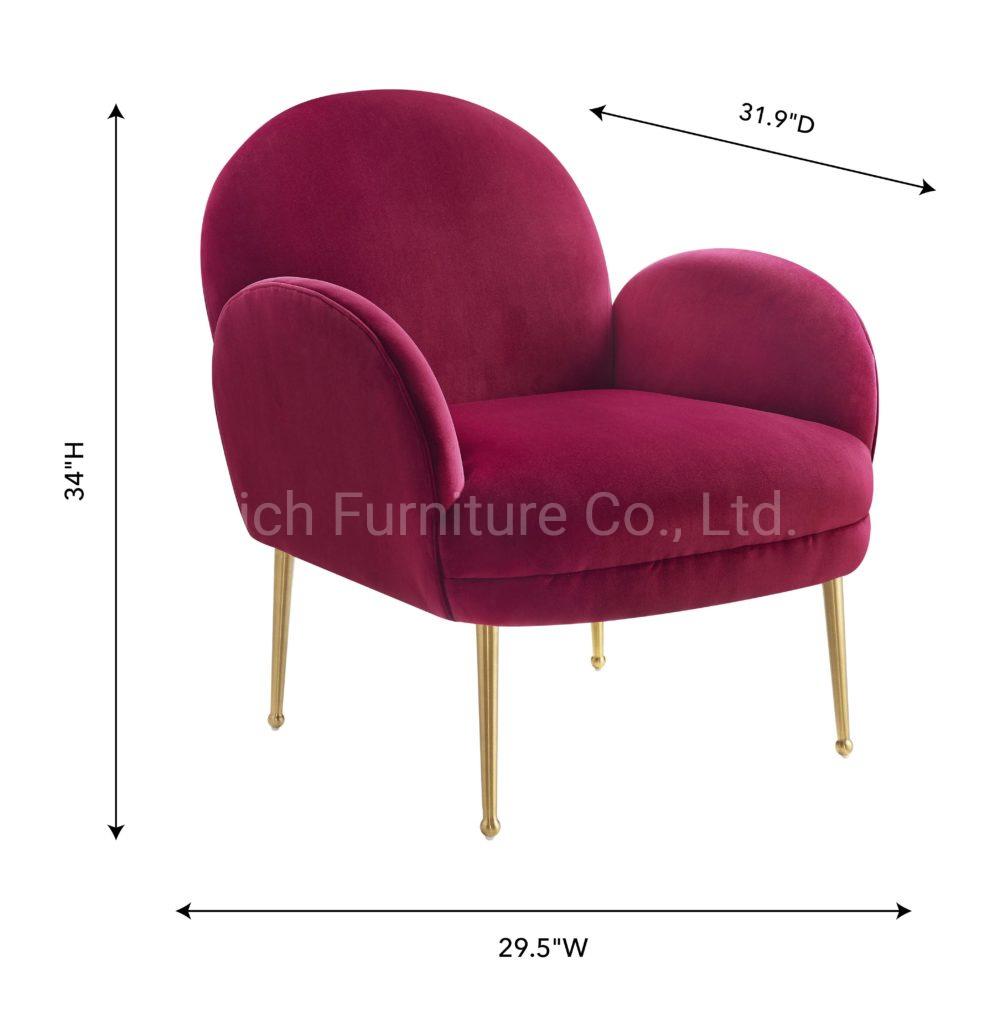 Wholesale Modern Style Velvet Fabric Leisure Living Room Chair