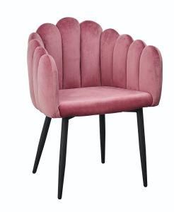 New Design Wholesale Modern Home Furniture Living Room European Metal Legs Dining Chair with Optional Colors Velvet Fabric