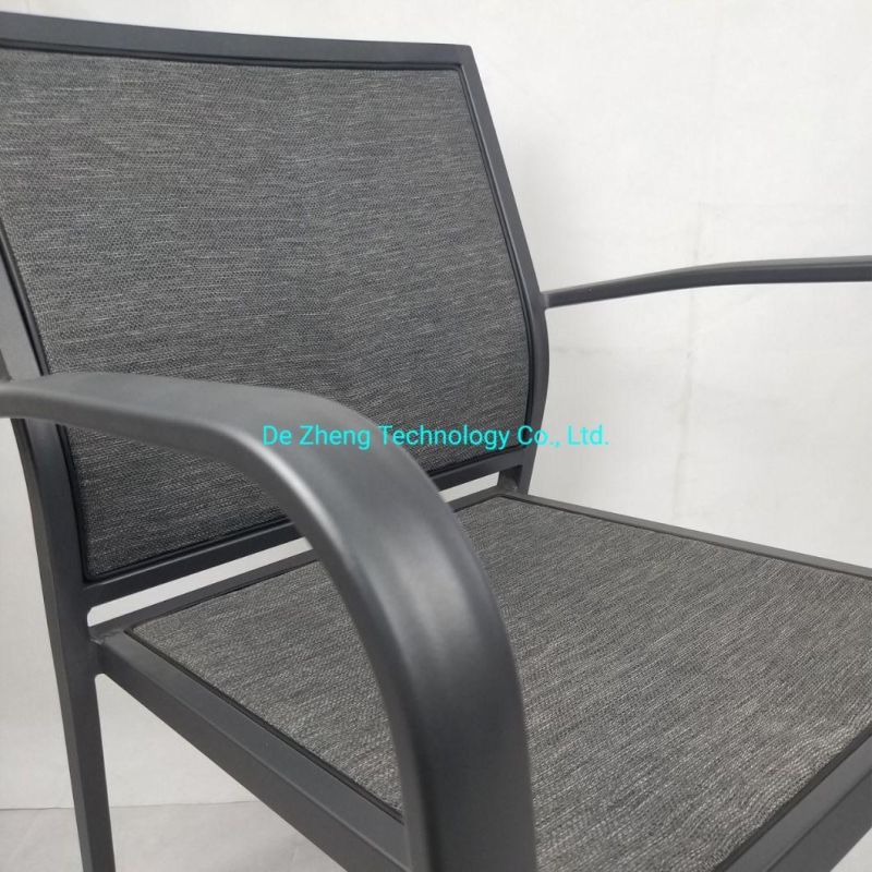 Outdoor Patio Garden Handmade Textilene Mesh French Restaurant Stacking Aluminum Dining Chair