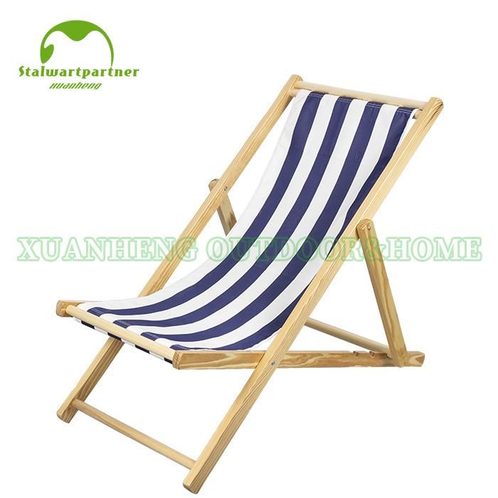 Outdoor Camping Foldable Wood Canvas Beach Sling Chair