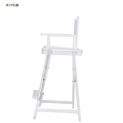 Koncai Pure White Fabric Aluminium Makeup Folding Chair for Hairdressers Make up Artist