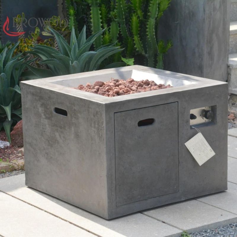 Heating Patio Square Concrete Outdoor Propane Gas Garden Firepit Table