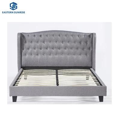 Modern Luxury Double High Headboard Leather Velvet Fabric PU Bed