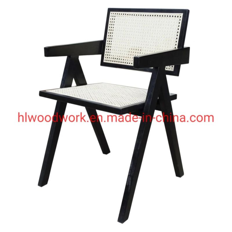 Naturral Rattan Chair with Black Color Ash Wood Frame K Style Dining Chair Leisure Chair Hotel Chair