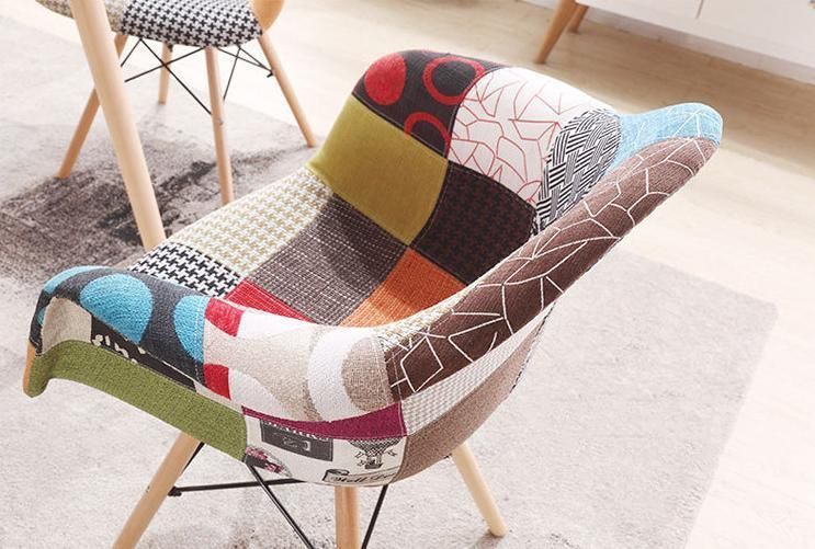 Modern Dining Side Arm Chair Upholstered Patchwork Chair