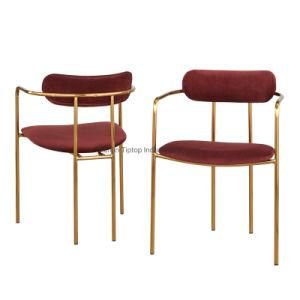 New Design Chair Hotel Metal Frame Fabric Cushion Dining Chair