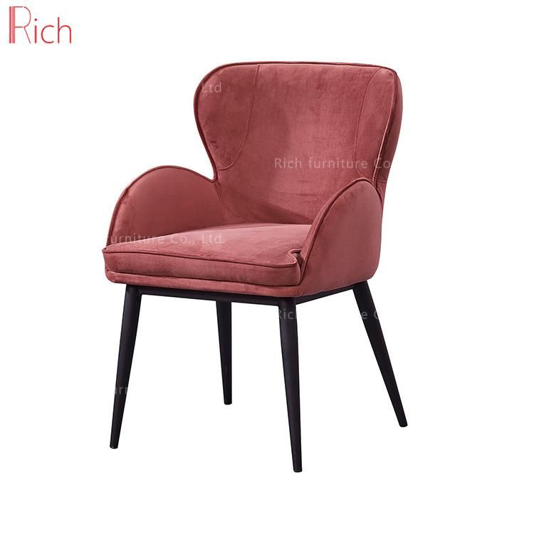 Modern Furniture Fabric Dinning Chair Restaurant Stainless Steel Legs Red Velvet Leisure Chair