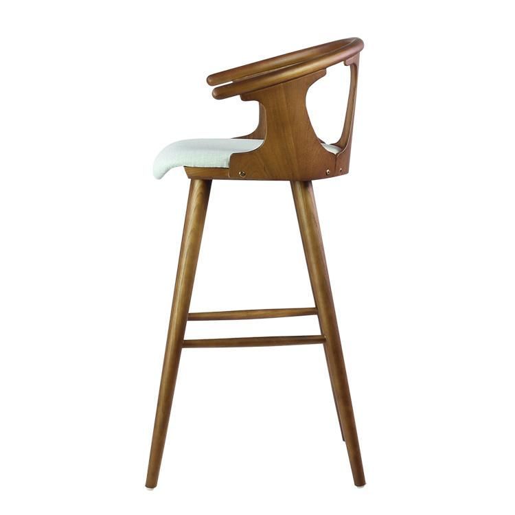 Wooden Frame Fabric Seat Bar Stool Chairs for Restaurant Commercial Use