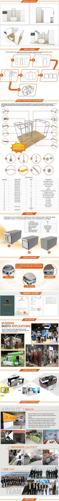 Straight Aluminum Fabric Trade Show Backwall Fabric Display Stands