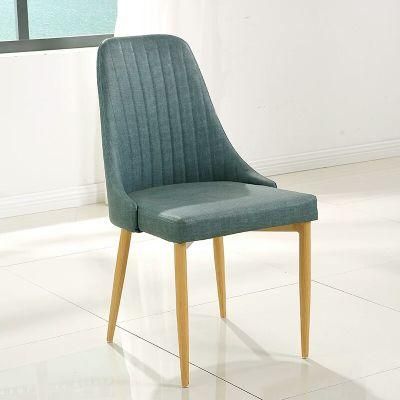 China Factory New Design Home Use Metal Legs Fabric Leather Upholstered Dining Chair for Dining Room