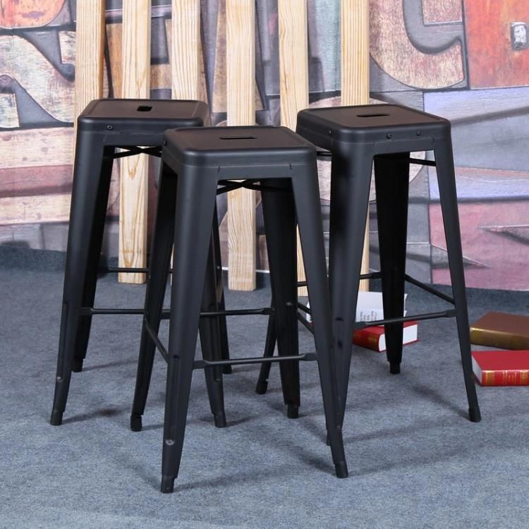 Sillas De Metal Retro Outdoor Party Stacking High Counter Stool Black High Metal Bar Stool