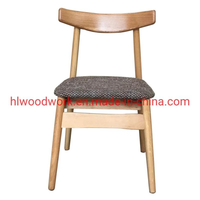 Dining Chair Oak Wood Frame Natural Color Fabric Cushion Brown Color K Style Wooden Chair Furniture Resteraunt Furniture