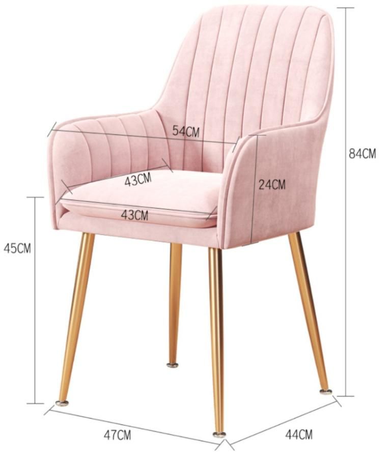 Nordic Luxury Velvet Fabric Golden Metal Legs Restaurant Dining Room Chair