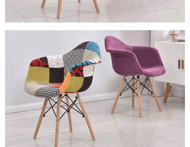 Hot Sale Italian Living Room Leisure Chair Patchwork Fabric Restaurant Dining Chair with Armrest