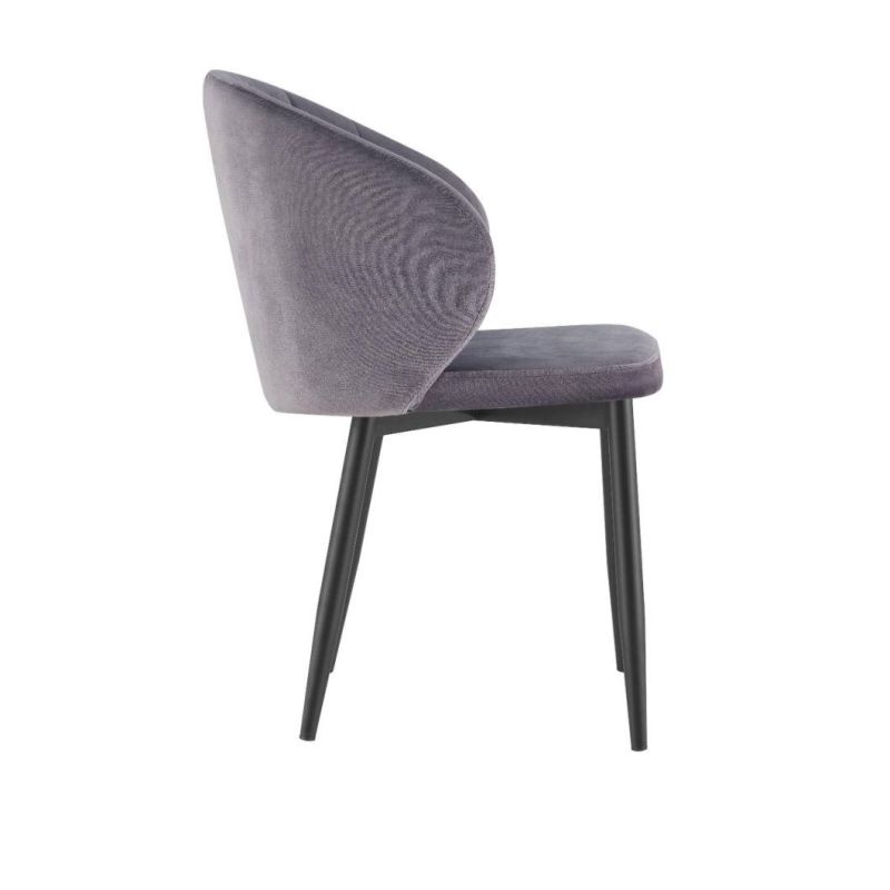 OEM Wholesale Elegant Dining Chair Metal Leg Soft Velvet Fabric Dining Room Chair