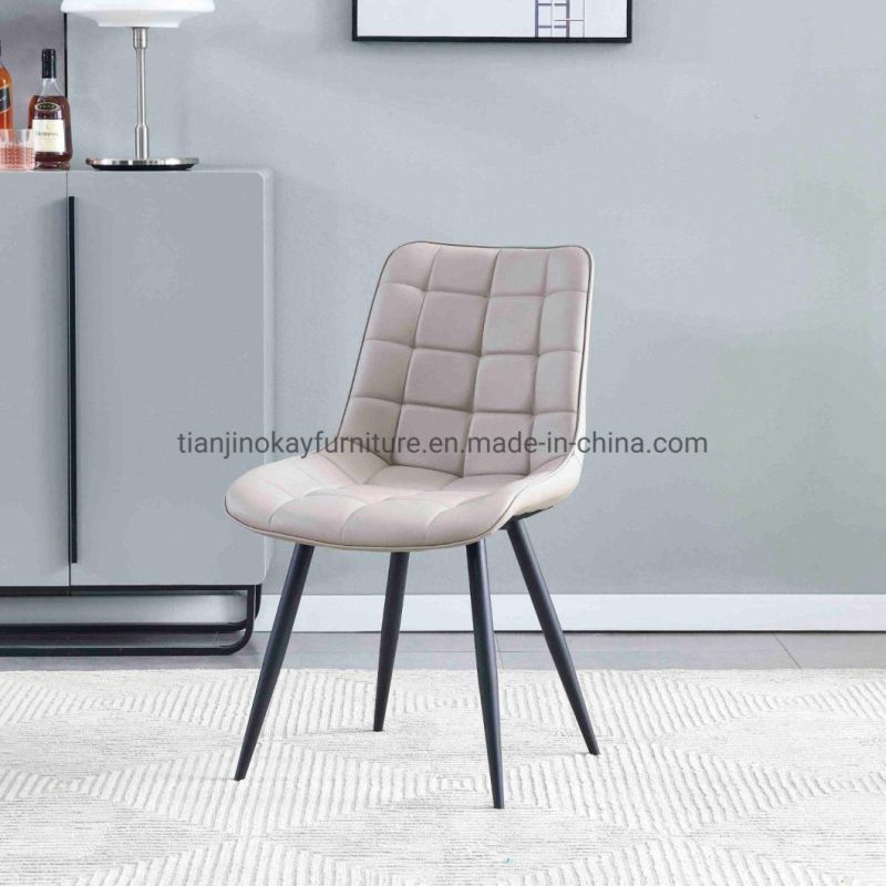 Wholesale Design Room Furniture Nordic Grey PU Modern Luxury Chairs with Metal Legs Black Hotel Dining Chair