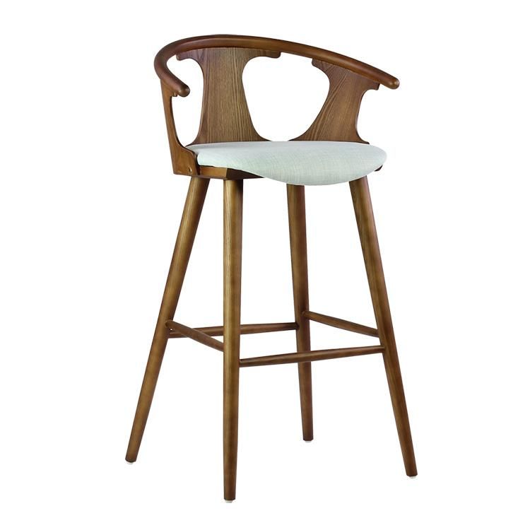 Wooden Frame Fabric Seat Bar Stool Chairs for Restaurant Commercial Use