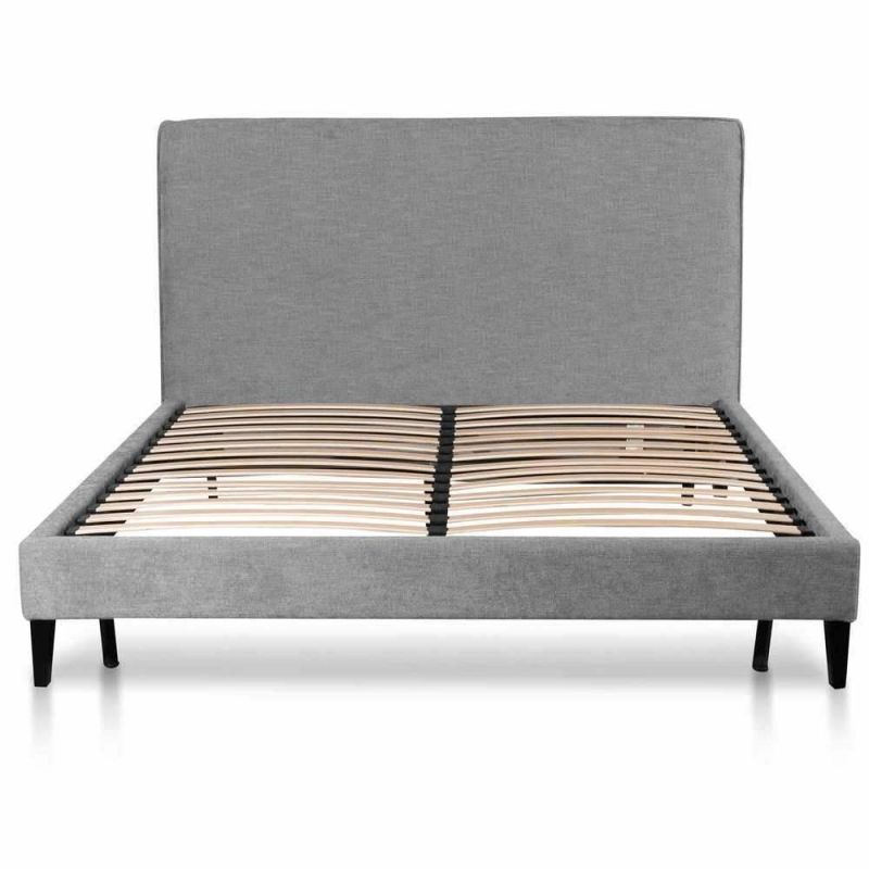 High Quality Bedroom Upholstered Modern Grey Velvet Fabric Queen Size Bed