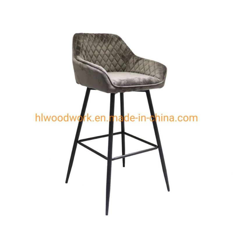 Modern High Quality Commercial Furniture Fabric Bar Stools/Barstool/High Bar Dining Chair Fabric Modern Bar Char, Metal Bar Chair