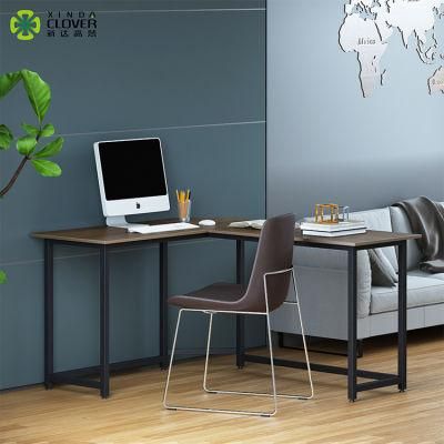 Simple Wood Steel L-Shape Corner PC Desk Computer Gaming Desk