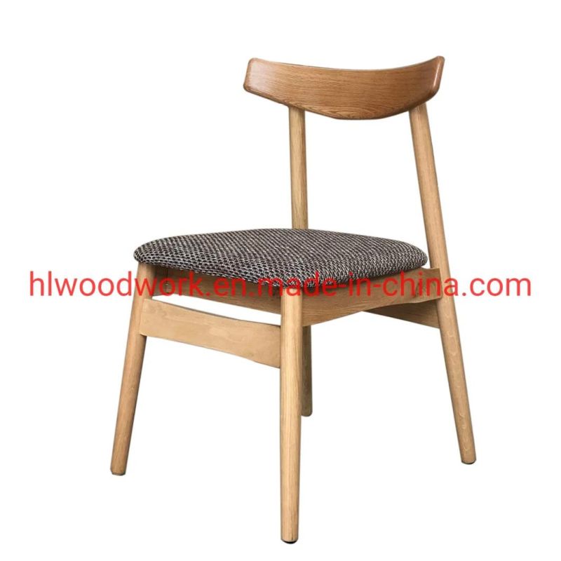 Dining Chair Oak Wood Frame Natural Color Fabric Cushion Brown Color K Style Wooden Chair Furniture Resteraunt Furniture